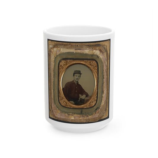 Unidentified Soldier In Red Battleshirt And Kepi (U.S. Civil War) White Coffee Mug-15oz-The Sticker Space