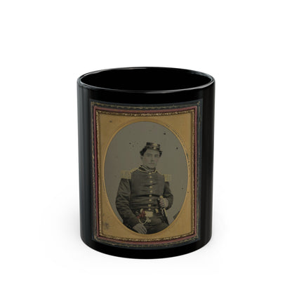 Unidentified Soldier In South Carolina Militia Uniform With Sword And Pistols (U.S. Civil War) Black Coffee Mug-11oz-The Sticker Space