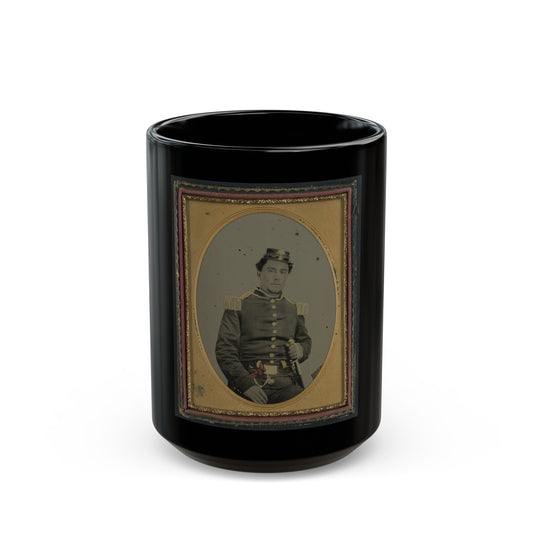 Unidentified Soldier In South Carolina Militia Uniform With Sword And Pistols (U.S. Civil War) Black Coffee Mug-15oz-The Sticker Space