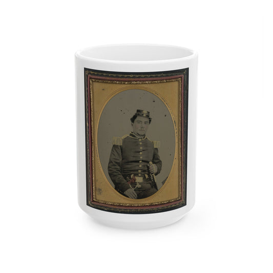 Unidentified Soldier In South Carolina Militia Uniform With Sword And Pistols (U.S. Civil War) White Coffee Mug-15oz-The Sticker Space