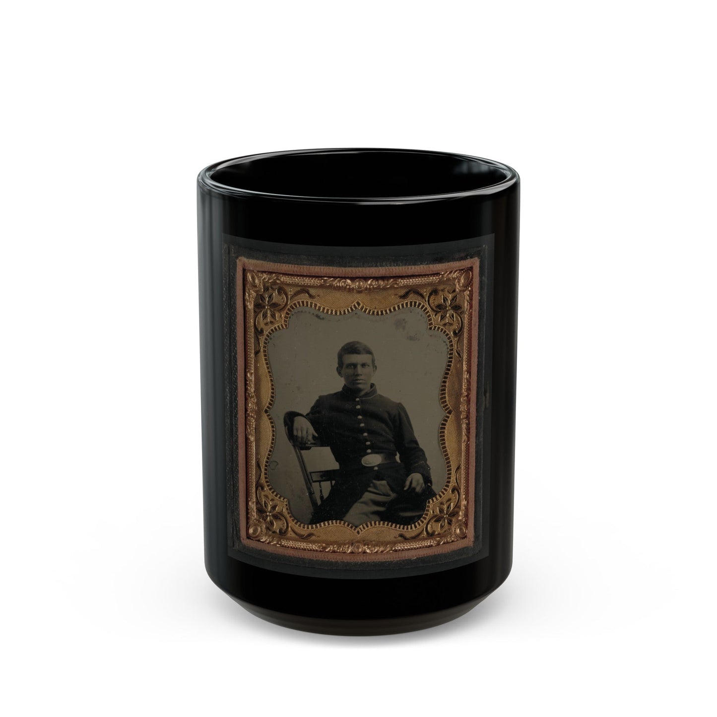 Unidentified Soldier In Uniform 001 (U.S. Civil War) Black Coffee Mug-15oz-The Sticker Space