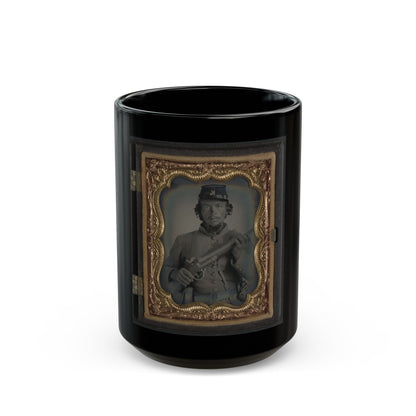 Unidentified Soldier In Uniform And Company K Hat With Musket; Confederate Or Union (U.S. Civil War) Black Coffee Mug-15oz-The Sticker Space