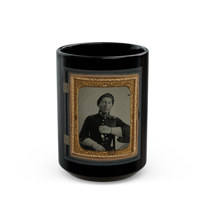 Unidentified Soldier In Uniform And Gauntlets, Probably Union Uniform (U.S. Civil War) Black Coffee Mug-15oz-The Sticker Space