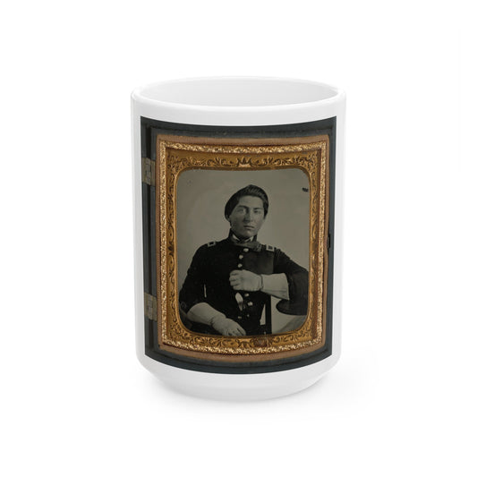 Unidentified Soldier In Uniform And Gauntlets, Probably Union Uniform (U.S. Civil War) White Coffee Mug-15oz-The Sticker Space