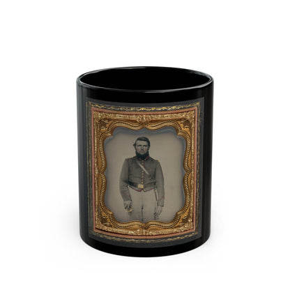 Unidentified Soldier In Union Artillery Uniform With Red Piping Holding Sword (U.S. Civil War) Black Coffee Mug-11oz-The Sticker Space