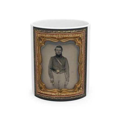 Unidentified Soldier In Union Artillery Uniform With Red Piping Holding Sword (U.S. Civil War) White Coffee Mug-11oz-The Sticker Space