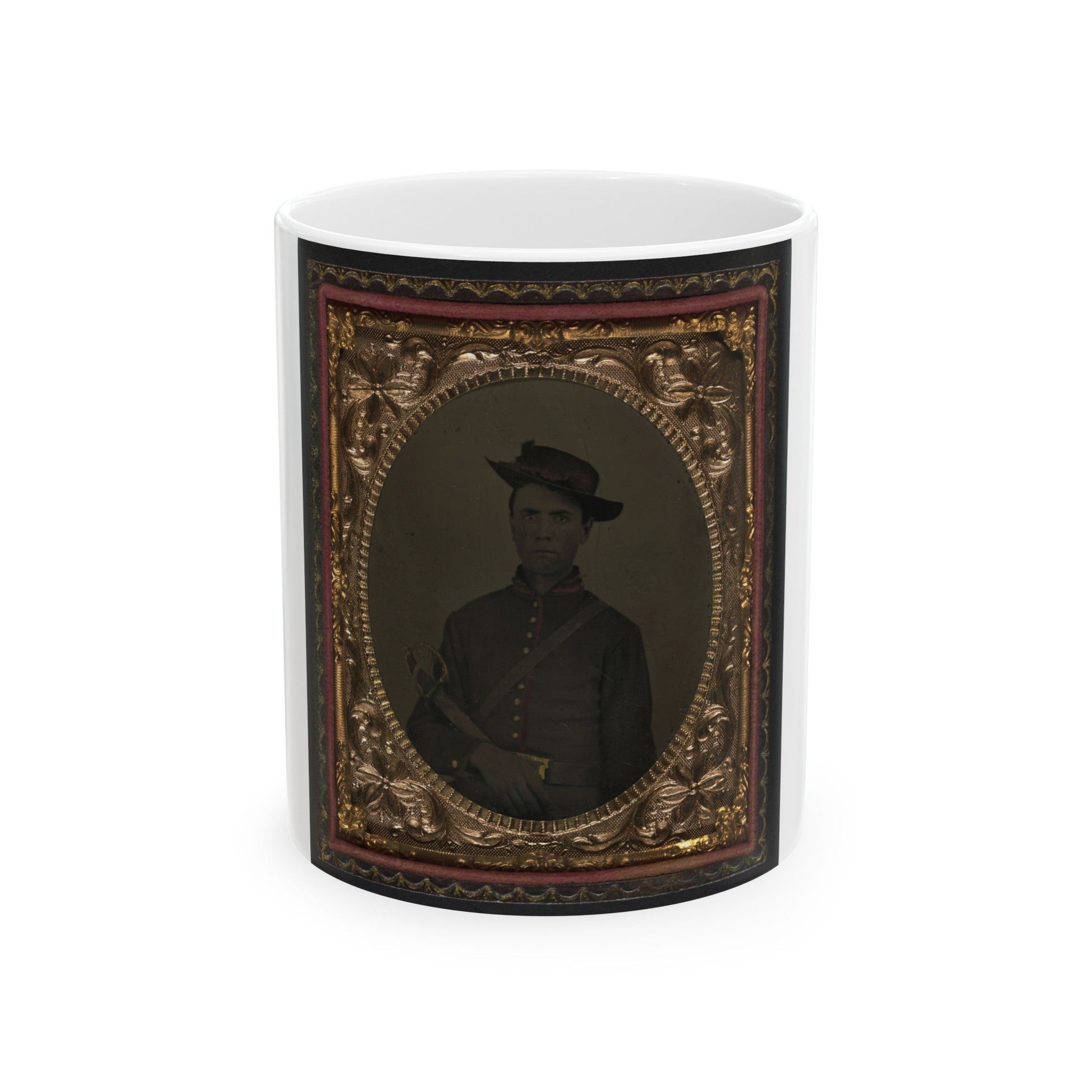 Unidentified Soldier In Union Artillery Uniform With Sword (U.S. Civil War) White Coffee Mug-11oz-The Sticker Space