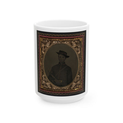 Unidentified Soldier In Union Artillery Uniform With Sword (U.S. Civil War) White Coffee Mug-15oz-The Sticker Space