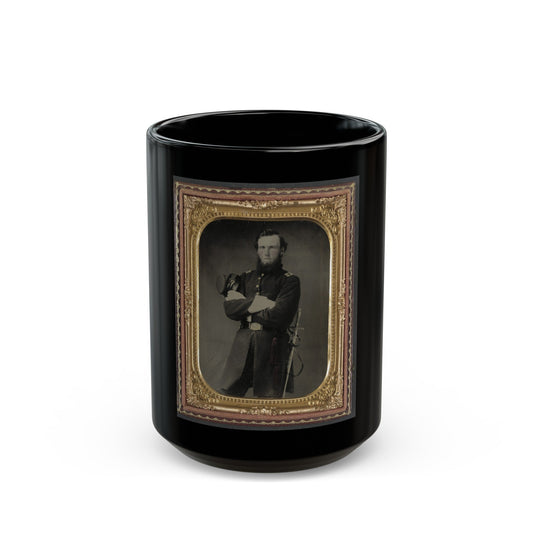 Unidentified Soldier In Union Assistant Surgeon Uniform With Ames Medical Sword (U.S. Civil War) Black Coffee Mug-15oz-The Sticker Space