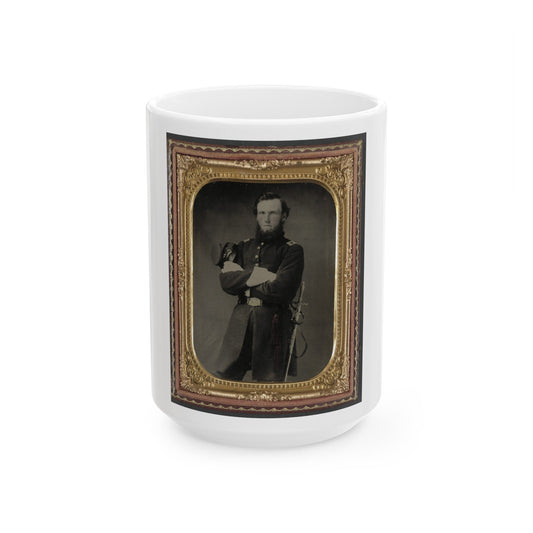 Unidentified Soldier In Union Assistant Surgeon Uniform With Ames Medical Sword (U.S. Civil War) White Coffee Mug-15oz-The Sticker Space