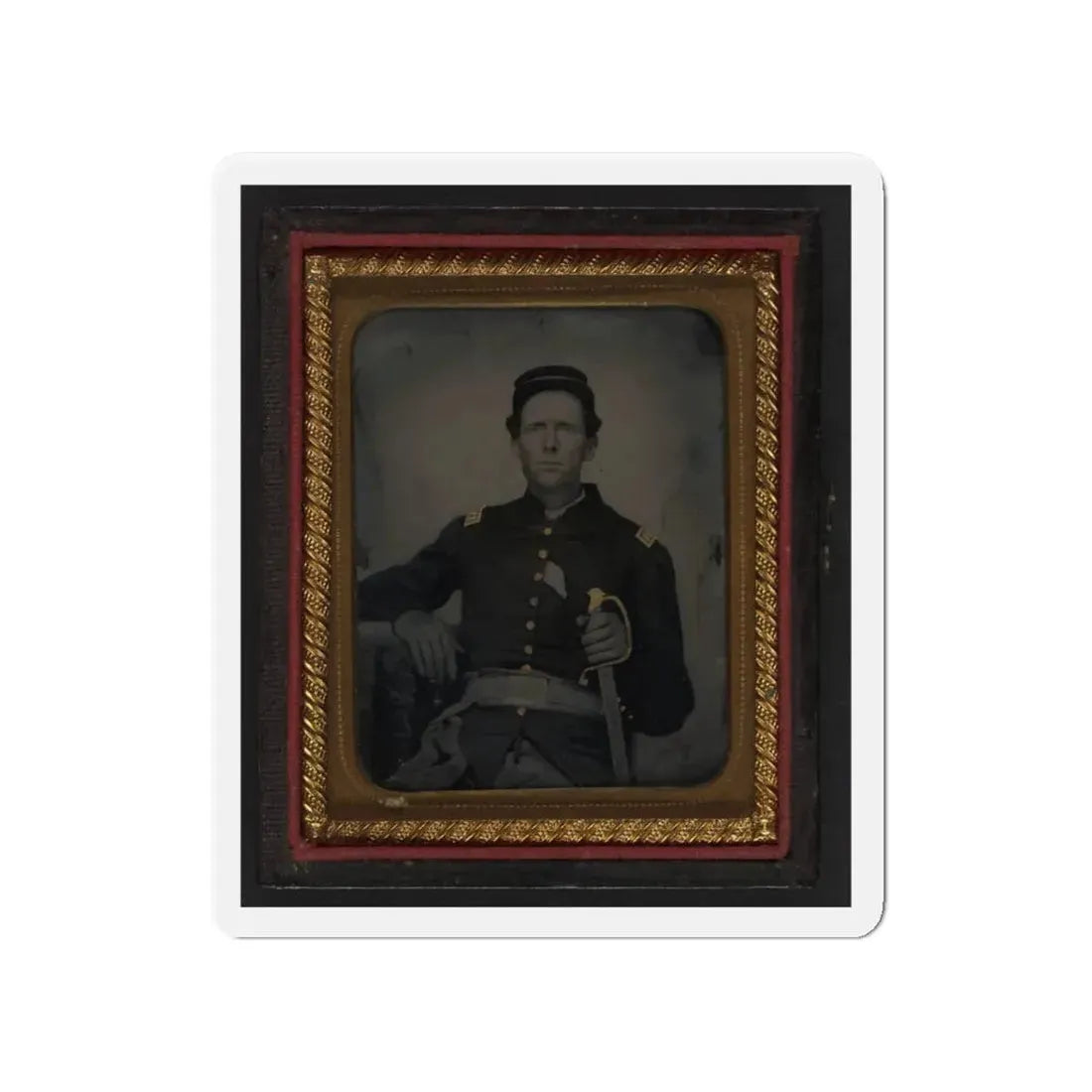 Unidentified Soldier In Union Captain's Uniform With Artillery Saber (U.S. Civil War) Refrigerator Magnet 4 Inch Die-Cut - The Sticker Space
