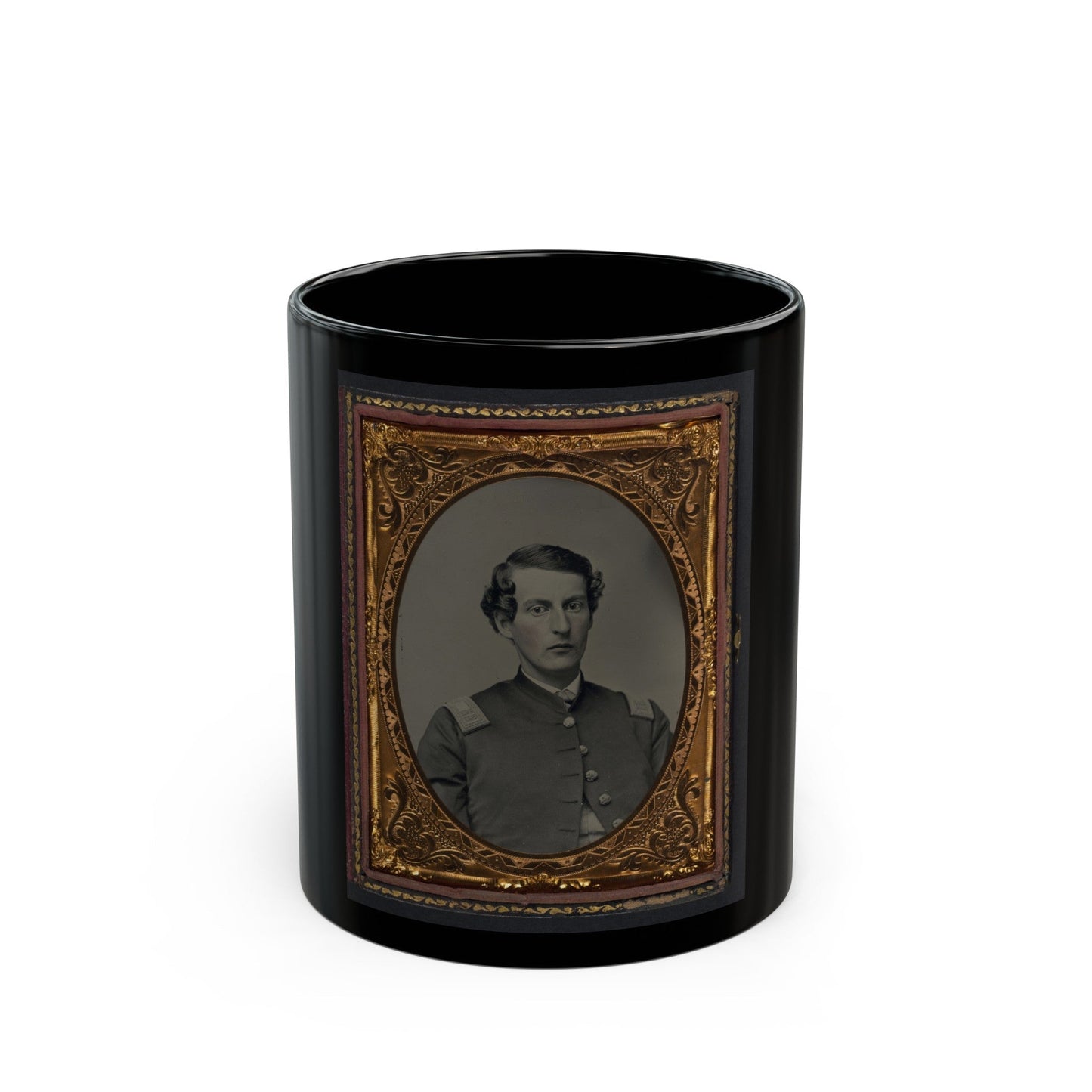 Unidentified Soldier In Union Captain's Shell Jacket (U.S. Civil War) Black Coffee Mug-11oz-The Sticker Space