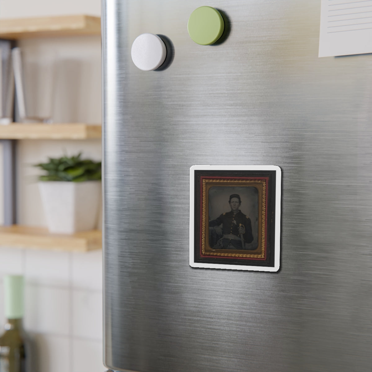 Unidentified Soldier In Union Captain's Uniform With Artillery Saber (U.S. Civil War) Refrigerator Magnet-The Sticker Space