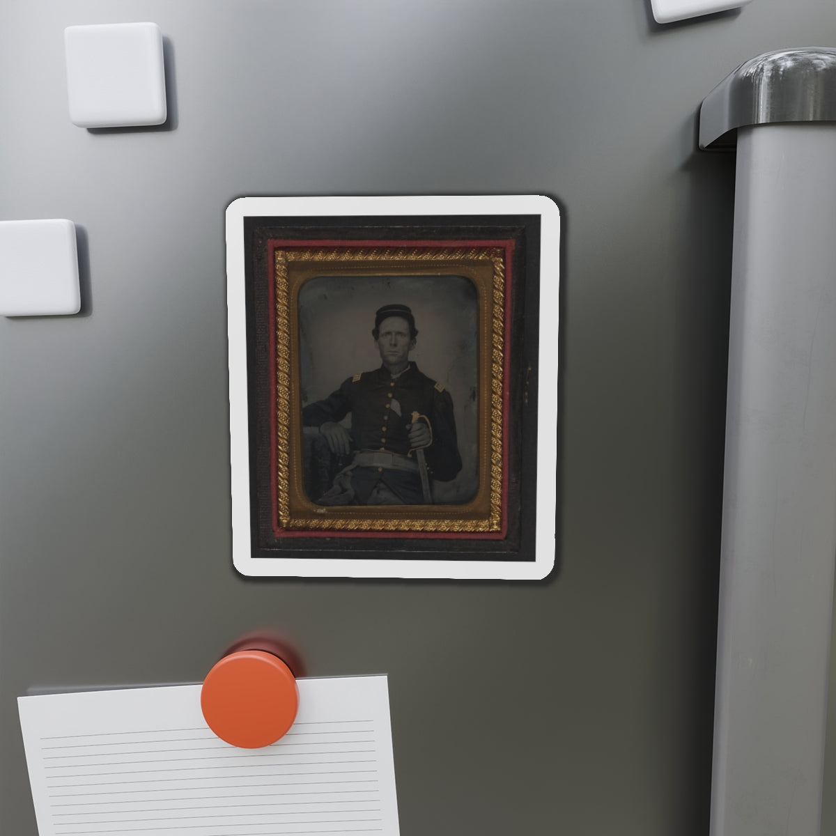 Unidentified Soldier In Union Captain's Uniform With Artillery Saber (U.S. Civil War) Refrigerator Magnet-The Sticker Space