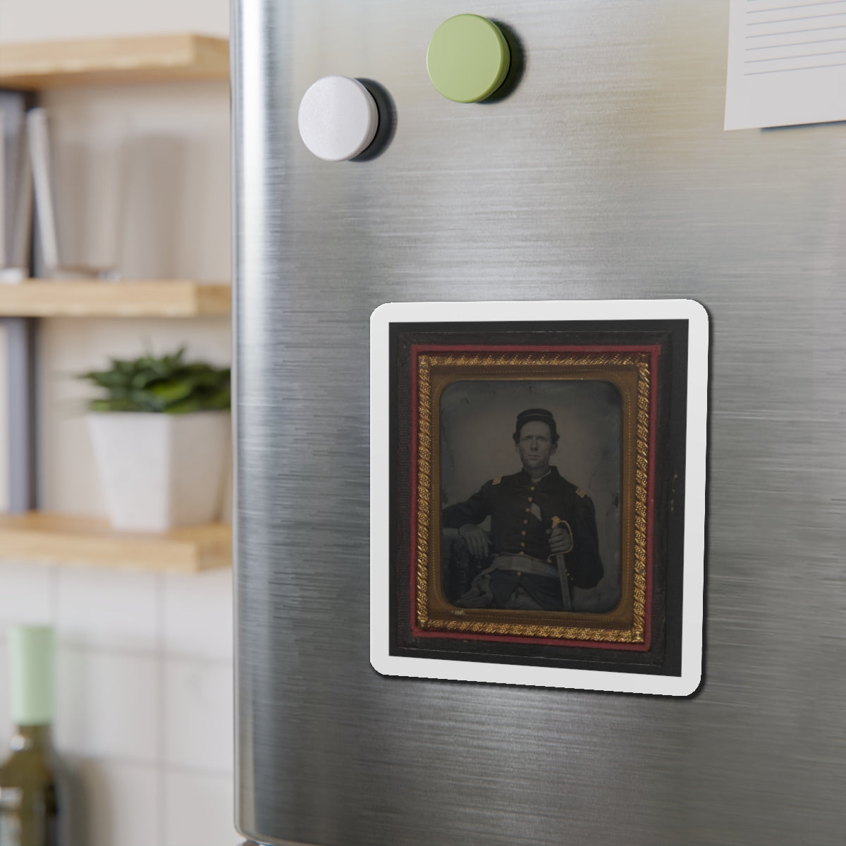 Unidentified Soldier In Union Captain's Uniform With Artillery Saber (U.S. Civil War) Refrigerator Magnet-The Sticker Space