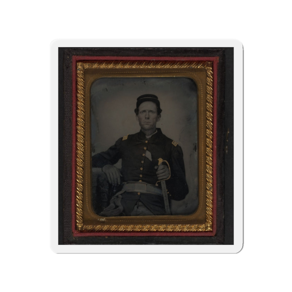 Unidentified Soldier In Union Captain's Uniform With Artillery Saber (U.S. Civil War) Refrigerator Magnet-2" x 2"-The Sticker Space