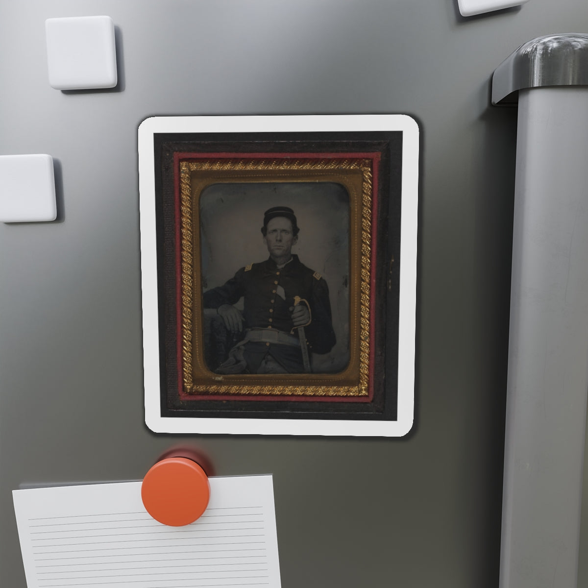 Unidentified Soldier In Union Captain's Uniform With Artillery Saber (U.S. Civil War) Refrigerator Magnet-The Sticker Space