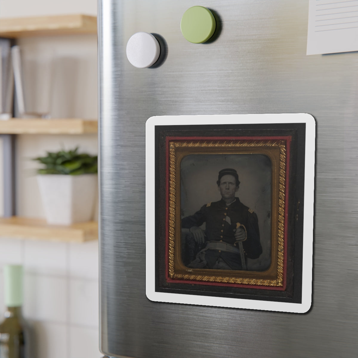 Unidentified Soldier In Union Captain's Uniform With Artillery Saber (U.S. Civil War) Refrigerator Magnet-The Sticker Space