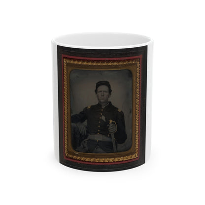 Unidentified Soldier In Union Captain's Uniform With Artillery Saber (U.S. Civil War) White Coffee Mug-11oz-The Sticker Space