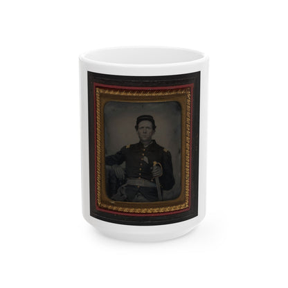 Unidentified Soldier In Union Captain's Uniform With Artillery Saber (U.S. Civil War) White Coffee Mug-15oz-The Sticker Space