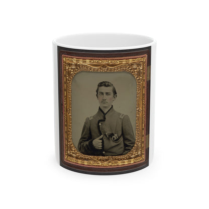 Unidentified Soldier In Union Captain's Uniform With Revolver In Breast Pocket (U.S. Civil War) White Coffee Mug-11oz-The Sticker Space