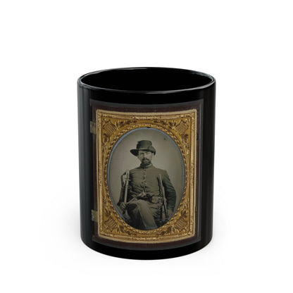 Unidentified Soldier In Union Cavalry Uniform With Cavalry Sword, Colt Army Revolver, And Carbine (U.S. Civil War) Black Coffee Mug-11oz-The Sticker Space