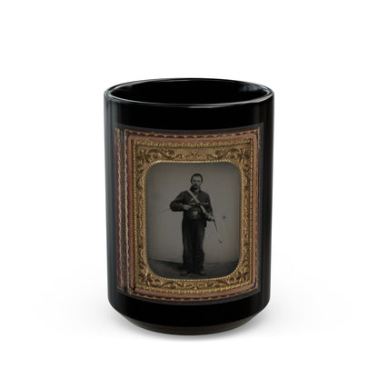 Unidentified Soldier In Union Cavalry Uniform With Colt Dragoon Revolver And Sword (U.S. Civil War) Black Coffee Mug-15oz-The Sticker Space