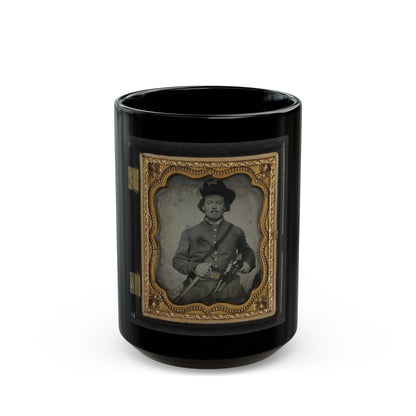 Unidentified Soldier In Union Cavalry Uniform With Colt Dragoon Revolvers And Sword (U.S. Civil War) Black Coffee Mug-15oz-The Sticker Space