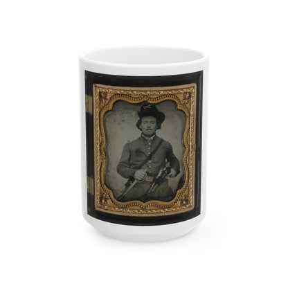 Unidentified Soldier In Union Cavalry Uniform With Colt Dragoon Revolvers And Sword (U.S. Civil War) White Coffee Mug-15oz-The Sticker Space