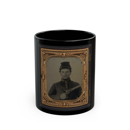 Unidentified Soldier In Union Cavalry Uniform With Revolver (U.S. Civil War) Black Coffee Mug-11oz-The Sticker Space