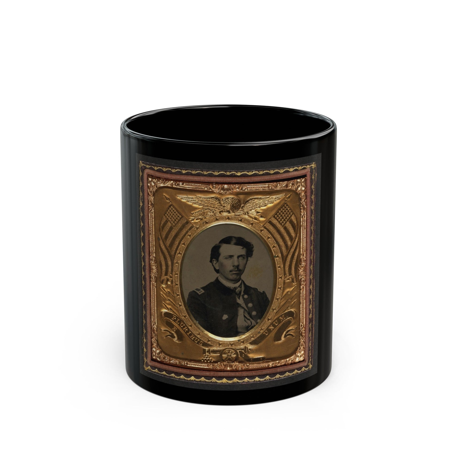 Unidentified Soldier In Union First Lieutenant Uniform With Badge Of 14th Corps Army Of The Cumberland (U.S. Civil War) Black Coffee Mug-11oz-The Sticker Space