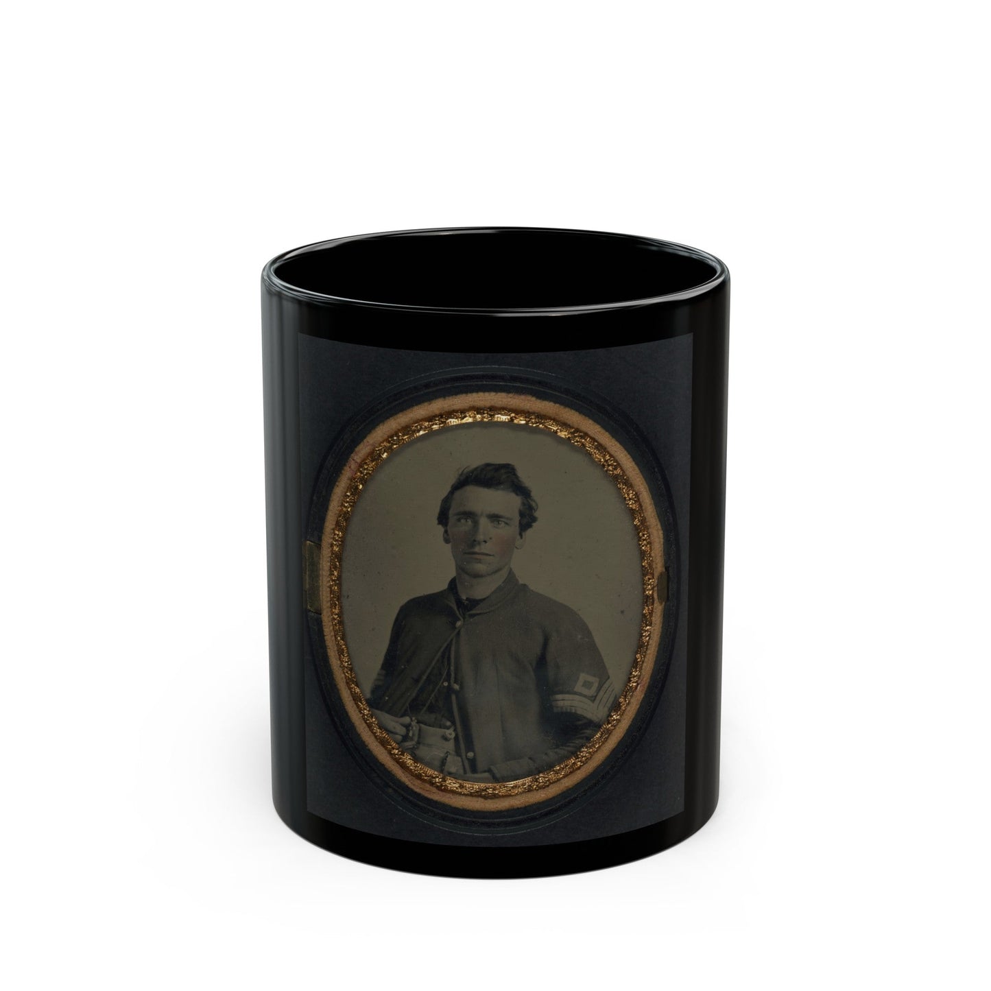 Unidentified Soldier In Union First Sergeant's Uniform (U.S. Civil War) Black Coffee Mug-11oz-The Sticker Space