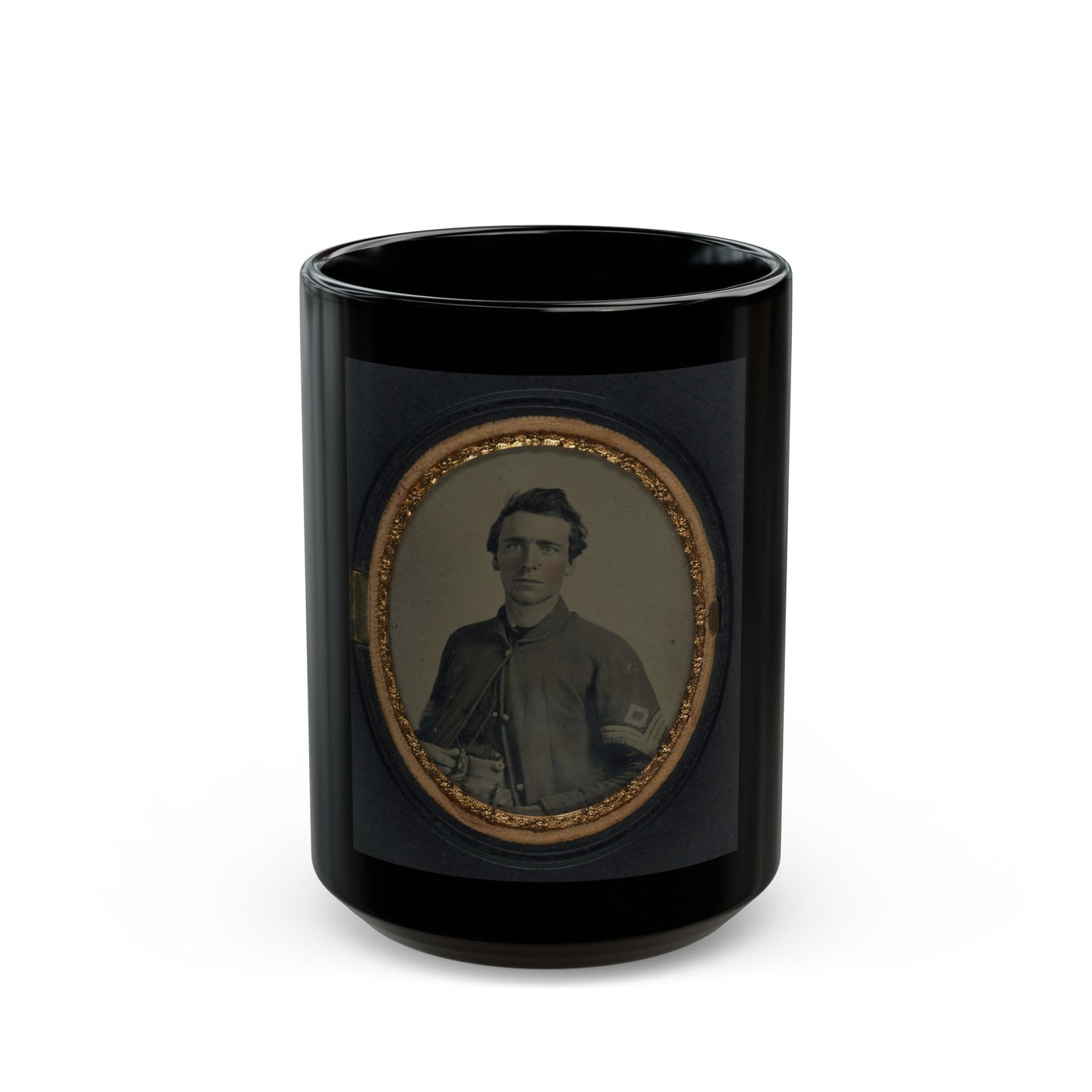 Unidentified Soldier In Union First Sergeant's Uniform (U.S. Civil War) Black Coffee Mug-15oz-The Sticker Space