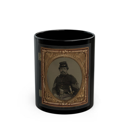 Unidentified Soldier In Union First Sergeant's Uniform With Militia Sword And Revolver (U.S. Civil War) Black Coffee Mug-11oz-The Sticker Space