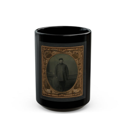 Unidentified Soldier In Union Frock And Kepi With Bayoneted Flintlock Musket (U.S. Civil War) Black Coffee Mug-15oz-The Sticker Space