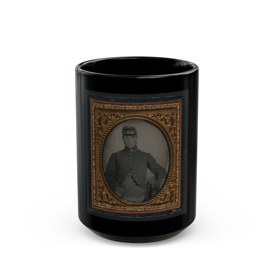 Unidentified Soldier In Union Frock Coat And Forage Cap (U.S. Civil War) Black Coffee Mug-15oz-The Sticker Space