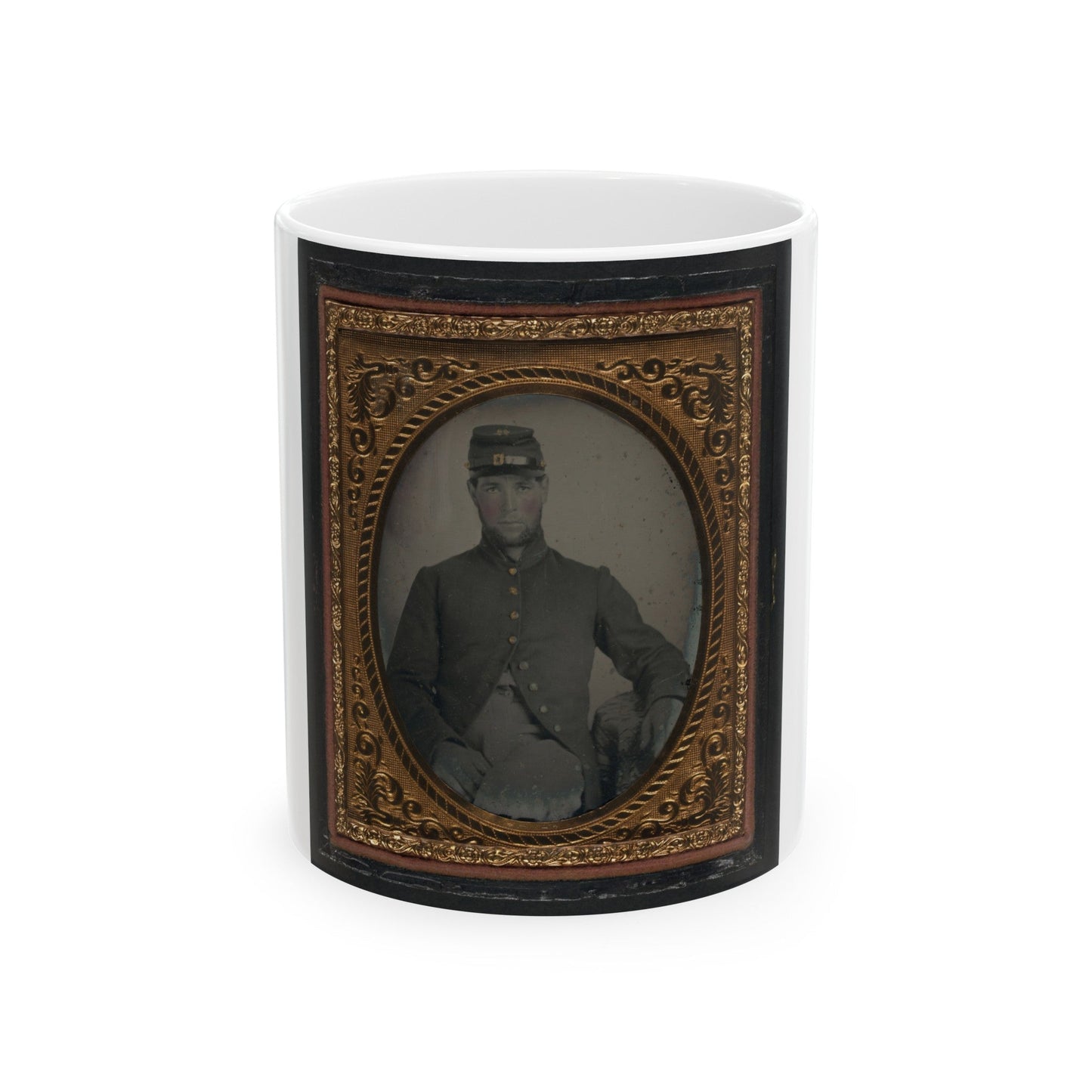 Unidentified Soldier In Union Frock Coat And Forage Cap (U.S. Civil War) White Coffee Mug-11oz-The Sticker Space