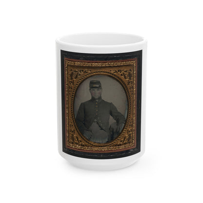 Unidentified Soldier In Union Frock Coat And Forage Cap (U.S. Civil War) White Coffee Mug-15oz-The Sticker Space