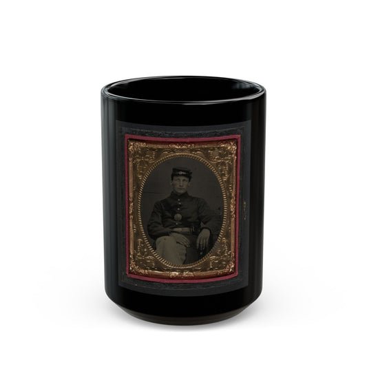 Unidentified Soldier In Union Frock Coat And Forage Cap With Union Eagle Breast Plate (U.S. Civil War) Black Coffee Mug-15oz-The Sticker Space