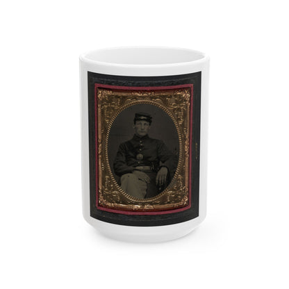 Unidentified Soldier In Union Frock Coat And Forage Cap With Union Eagle Breast Plate (U.S. Civil War) White Coffee Mug-15oz-The Sticker Space