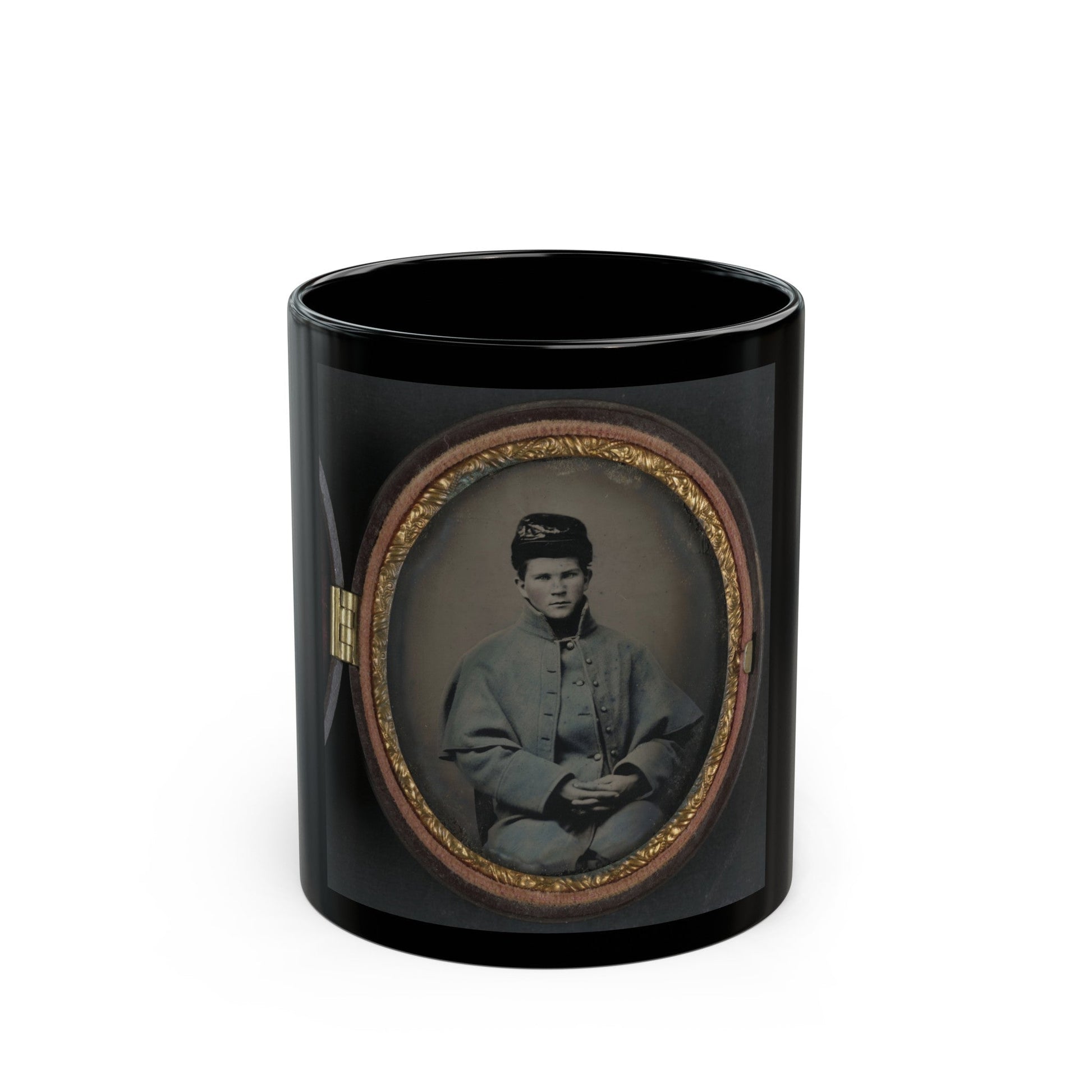 Unidentified Soldier In Union Great Coat (U.S. Civil War) Black Coffee Mug-11oz-The Sticker Space