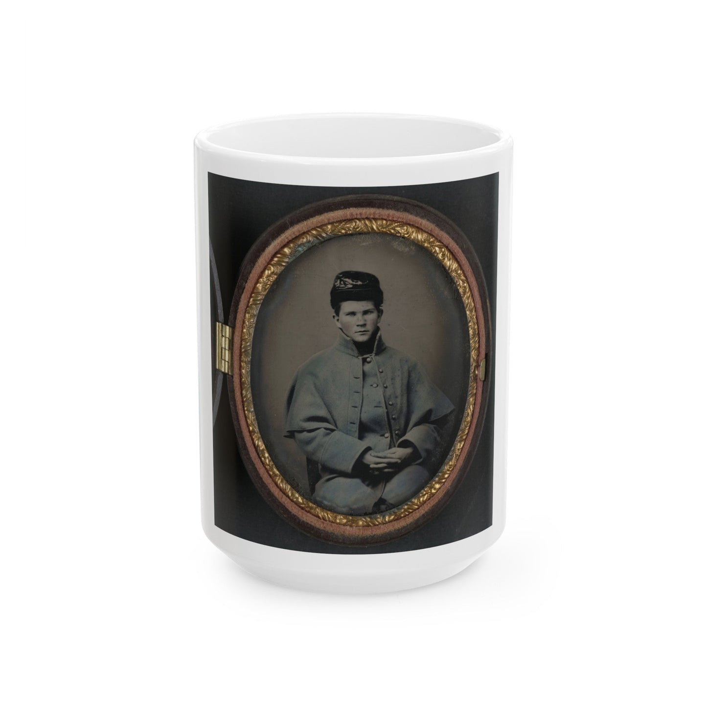 Unidentified Soldier In Union Great Coat (U.S. Civil War) White Coffee Mug-15oz-The Sticker Space