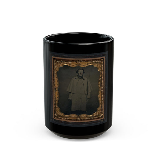 Unidentified Soldier In Union Greatcoat With Bayoneted Musket (U.S. Civil War) Black Coffee Mug-15oz-The Sticker Space