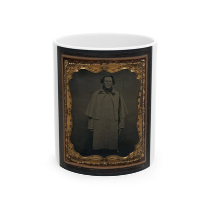 Unidentified Soldier In Union Greatcoat With Bayoneted Musket (U.S. Civil War) White Coffee Mug-11oz-The Sticker Space