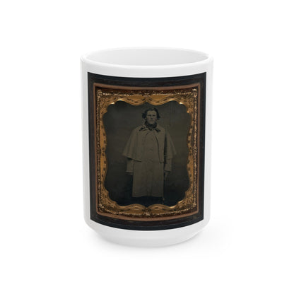 Unidentified Soldier In Union Greatcoat With Bayoneted Musket (U.S. Civil War) White Coffee Mug-15oz-The Sticker Space