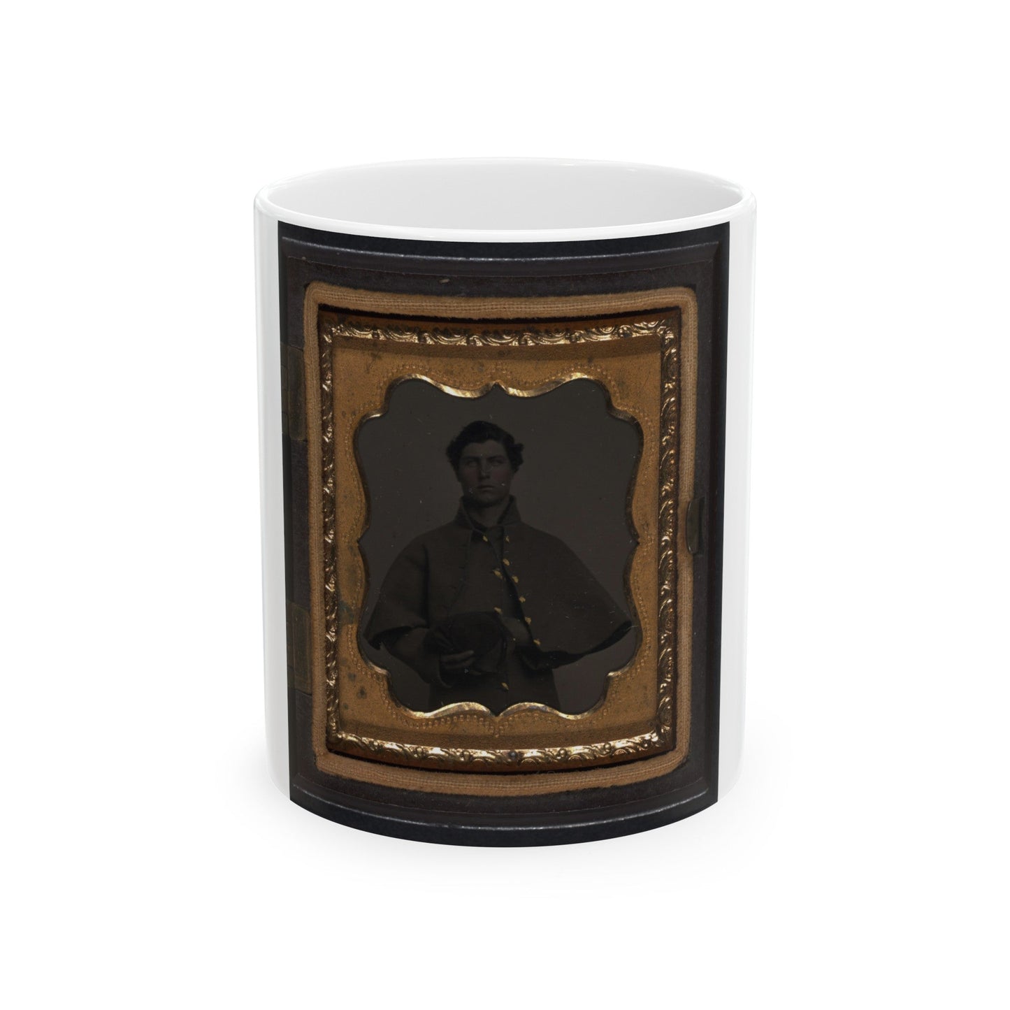 Unidentified Soldier In Union Greatcoat With Forage Cap (U.S. Civil War) White Coffee Mug-11oz-The Sticker Space