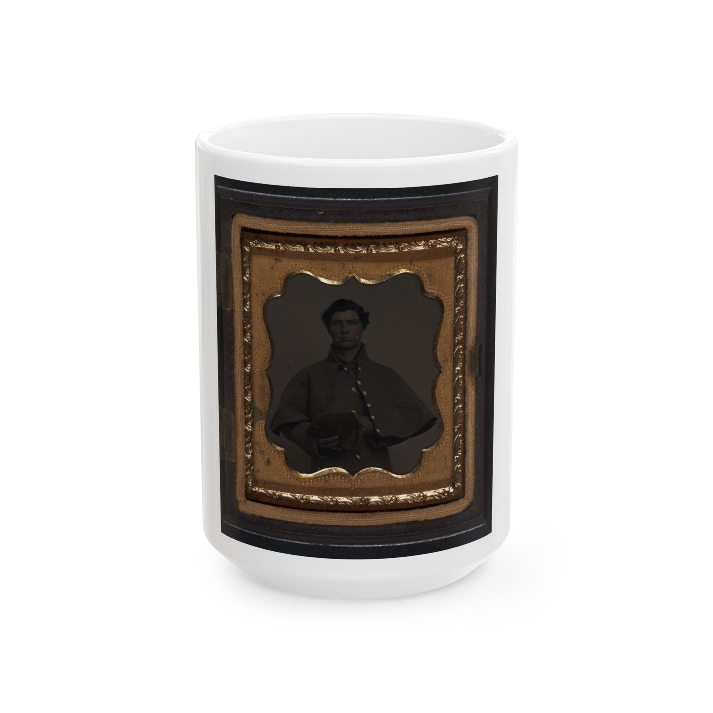 Unidentified Soldier In Union Greatcoat With Forage Cap (U.S. Civil War) White Coffee Mug-15oz-The Sticker Space