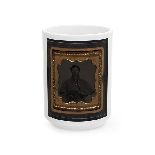 Unidentified Soldier In Union Greatcoat With Forage Cap (U.S. Civil War) White Coffee Mug-15oz-The Sticker Space