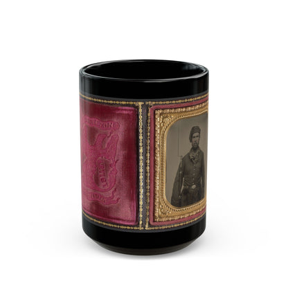 Unidentified Soldier In Union Infantry Uniform And Volunteer Maine Militia Belt Buckle With Bayoneted Musket (U.S. Civil War) Black Coffee Mug-15oz-The Sticker Space