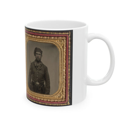 Unidentified Soldier In Union Infantry Uniform And Volunteer Maine Militia Belt Buckle With Bayoneted Musket (U.S. Civil War) White Coffee Mug-The Sticker Space